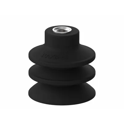 PIAB Vacuum Pad: Multi-Bellows, w/o Adapter, 62 mm Pad Dia, Nitrile/PVC, Black - Multi-Bellows Type Automotive Industry Vacuum Pad Assemblies