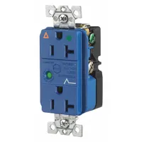 BRYANT Receptacle: Hospital Grade, Duplex, 5-20R, Blue, 125V AC, 20 A, 2 Pole / 3 Wire (MPN SP83IGA)