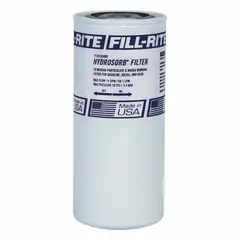 Disposable canister-style fuel filter for water and particulate removal. Features a steel body with Hydroglass filter media and 1" FNPT connections. Suitable for use in fuel dispensing systems and transfer pump applications.