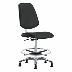 Vinyl Cleanroom Task Chair, Armless, Height Range 21 1/2" to 29", Seat 18 1/2"W x 17"D, Aluminum Base, ISO 4