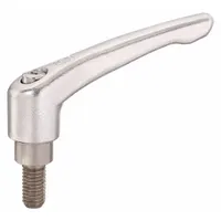 This adjustable handle features a teardrop-style design and is made of corrosion-resistant stainless steel. It has an M10 threaded stud with a 60 mm thread length and an overall length of 80 mm. Suitable for adjustable positioning on industrial machinery, fixtures, and clamping systems