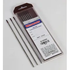 Zirconiated tungsten electrodes with AWS classification EWZr-.03, color-coded brown. Each electrode measures 1/16 in diameter by 7 in length. Designed for AC welding current, commonly used in TIG welding of aluminum and magnesium alloys.