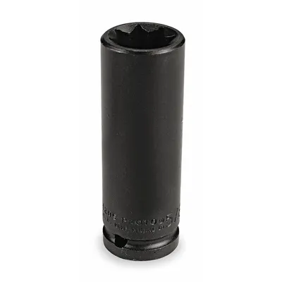 PROTO Impact Socket: 1/2 in Drive Size, SAE, 9/16 in Socket Size, 8-Point, Deep - 1/2" Drive Impact Sockets