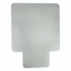 This clear PVC chair mat is designed for use on medium-pile carpet. It measures 36 inches wide by 48 inches long with a thickness of 0.15 inches. The mat provides a smooth rolling surface for office chair casters while protecting the carpet from wear and indentations.