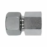 Stainless steel compression fitting for metric tube systems. Flareless bite type design provides secure connections in hydraulic, pneumatic, and instrumentation applications. Tube size 12 mm OD x 6 mm OD, thread M18X1.5 x 3/8-19. Part of Series D7405