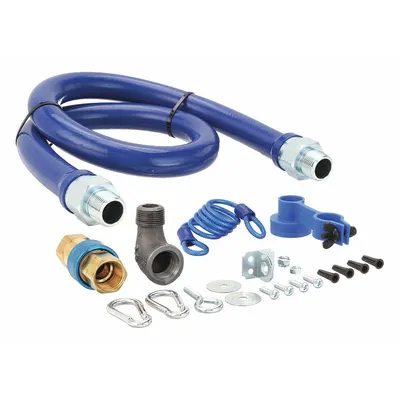 DORMONT Gas Connector Kit: 3/4 in Hose Inside Dia., 4 ft Hose Lg, 180,000 BTU Capacity - Moveable Foodservice Connectors