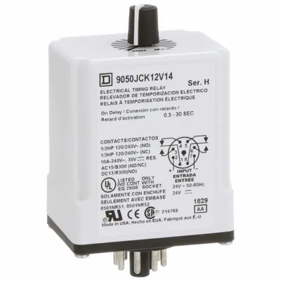 SCHNEIDER Single Function Time Delay Relay: Socket Mounted, 24V AC/DC, 10 A - Socket-Mounted Relays