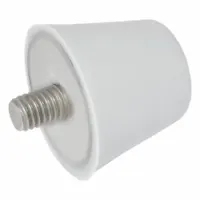 This vibration-isolating mount features a male x non-threaded style with a flat conical silicone body. It is FDA approved for use in applications requiring sanitary or food-grade materials. Typical uses include dampening vibration and reducing noise in industrial equipment such as pumps, compressors, and machinery
