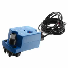 Electric ball valve actuator for VG1000 series valves. Operates on 24V AC with normally open valve action. Used in HVAC systems for flow control of water or glycol solutions in commercial buildings.