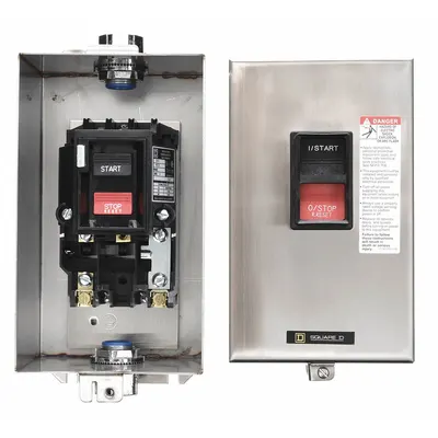 SQUARE D Manual Motor Starter: Non-Reversing, 2 Poles, 27 A, NEMA Size M-1 - Enclosed Non-Reversing Starters with Thermal Overloads