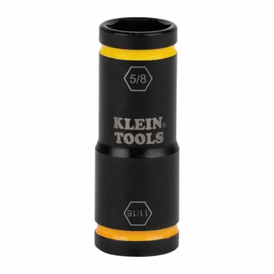KLEIN TOOLS Flip Impact Socket: 1/4 in Drive Size, SAE, 11/16 in/5/8 in Socket Size - Flip Impact Sockets