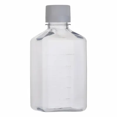 DYNALON Media Bottle: PET, 500 mL Capacity - mL, HDPE, Media, Square, Clear - Plastic Lab Media Bottles