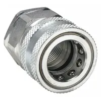 This SNAP-TITE EA Series hydraulic quick-connect coupling body features a steel body and nitrile seal, with a 3/4 in female NPTF connection. It is designed for quick, leak-free connection and disconnection in hydraulic fluid power systems, commonly used in mobile equipment, machine tools, and hydraulic power units