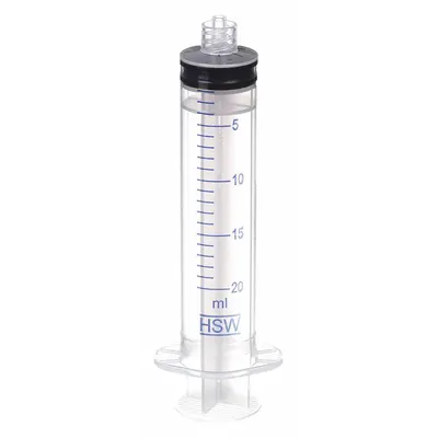 HENKE-JECT 3-Part Disposable Syringe: 20 mL Capacity - mL, Luer Lock, Polypropylene - Luer Lock Syringes