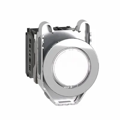 SCHNEIDER Illuminated Push Button: Illuminated, Flush Profile, Metallic, 30 mm - Illuminated Flush-Mount Push Buttons