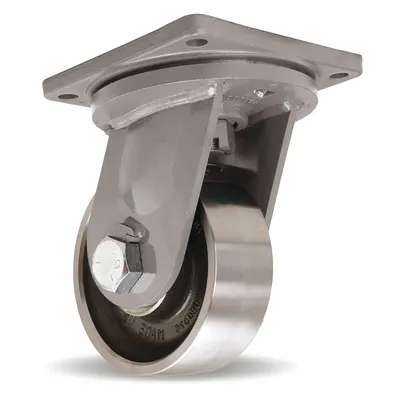 HAMILTON Plate Caster: Swivel, Face Brake, Steel, 8 in Wheel Dia, 3 in Wheel Wd - Extreme-Duty Plate Casters