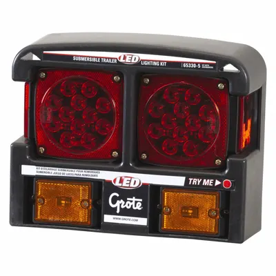 GROTE Trailer Lighting Kit: LED, Trailer Light, Red, Square, 4 1/2 in Overall Ht - Trailer Light Kits