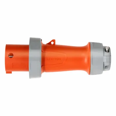 LEVITON Pin and Sleeve Plug: Orange, 125/250V AC, Three Phase, 100 A, 3 Pole, 4 Wire - Washdown-Rated Plugs