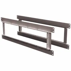 Rectangular wall mounting bracket designed for securing passthrough devices in industrial environments. Overall dimensions: 6 in height, 10 in length, 2 in width. Provides a stable platform for routing cables, hoses, or conduits through walls.