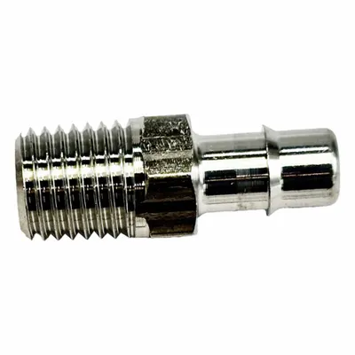 MEM-CO Mini Barb Fitting: Threaded, Stainless Steel, Rubber - Stainless Steel Barbed Tube Fittings
