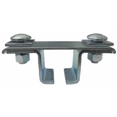 Steel C-rail track bracket designed for festoon cable management systems. Provides a secure mounting point for festoon tracks in overhead material handling applications. Overall length 4.06 inches.