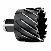 High-speed steel annular cutter with black oxide finish, 1-7/8 in diameter and 1 in maximum cutting depth. Designed for general cutting applications in metal fabrication and construction, creating clean holes in steel and other metals when used with a magnetic drill press or portable drill