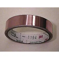 This conducting electrical tape features a non-conductive acrylic adhesive and a conductive backing for shielding, grounding, and splicing applications. Rated for 600 V, it is suitable for use in cable shielding and EMI/RFI protection in industrial and commercial environments