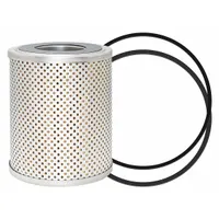 Cartridge oil filter with cellulose media and two attached end seals. Overall height 5 1/2 in, outside diameter 4 9/16 in. Used in engine or hydraulic oil systems to remove contaminants