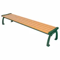 This vandal-resistant resinwood bench features a Cedar plank surface and Green frame. Overall length is 96 inches, height is 17 inches. Suitable for outdoor seating in public areas