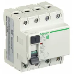 UL1053 DIN rail-mount ground fault protector rated 40 A, 240V AC, with 260 mA rated residual current and Type A curve. Maximum interrupting rating 1.5 kA at 240V AC. Provides ground fault protection in industrial electrical systems, detecting leakage currents to help prevent equipment damage and shock hazards.