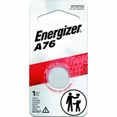 Disposable alkaline button cell battery with 1.5V DC output and 175 mAh capacity. Diameter 0.457 inches. Suitable for powering compact electronic devices such as calculators, watches, key fobs, and medical instruments.