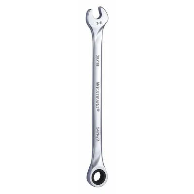 WESTWARD Combination Wrench: Alloy Steel, Chrome, 3/8 in Head Size, 7 in Overall Lg - SAE 12-Point Ratcheting Combination Wrenches