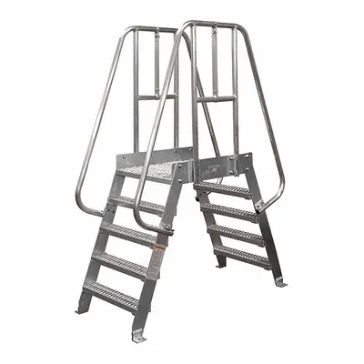 COTTERMAN Crossover Bridge: 4.7 ft Platform Ht, Aluminum, 500 lb Load Capacity, Serrated - Easy Descent Crossover Bridges