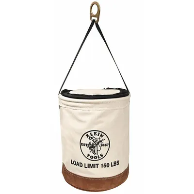 KLEIN TOOLS Bucket Bag: 22 in H, Off-White, Canvas, 1 Pockets, Zipper - Canvas Bucket Bags