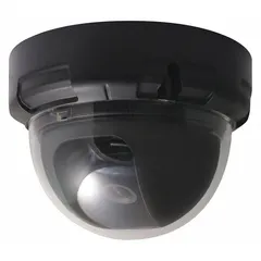 Fixed dome digital video camera with 1920 x 1080 pixel resolution (2MP) and 3.6 mm lens. Outputs TVI video for indoor surveillance applications. Black body with 360° fixed dome design.
