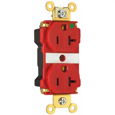 PASS & SEYMOUR Receptacle: Hospital Grade, Duplex, 5-20R, Red, 125V AC - General Purpose Receptacles