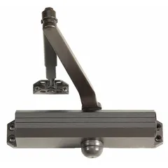 This Grade 1 heavy-duty door closer is designed for top frame mounting on exterior commercial doors. It features a non-hold-open, parallel arm configuration with an adjustable spring size 6 for controlled closing. The bronze finish and 9 3/4 in length suit high-traffic entrances requiring reliable door control.