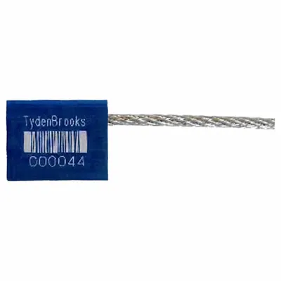 TYDENBROOKS Security Seal: Blue, Steel, 24 in Cable Lg, 9/64 in Cable Dia, Sequential - Adjustable-Length Cable Seals