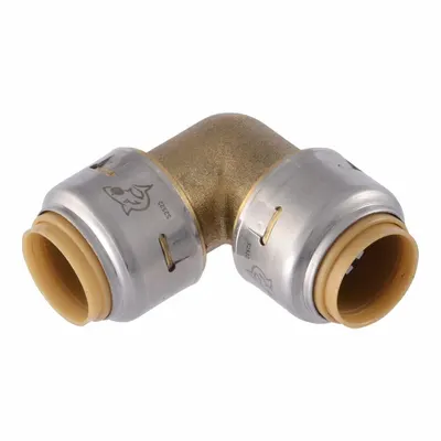 SHARKBITE MAX Push-Fit Elbow Fitting: 1/2 in OD x 1/2 in OD - Standard Brass Push-to-Connect Tube Fittings