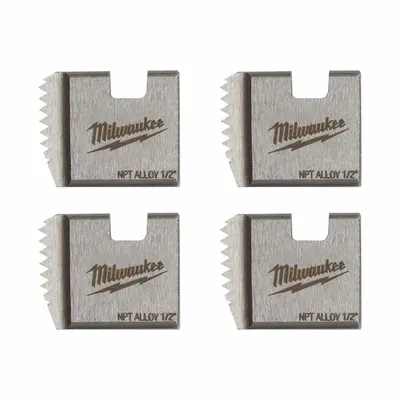 MILWAUKEE Pipe Threading Die Head: 1/2 in Pipe, NPT, Right Hand, Alloy Steel, 4 No. of Dies - Pipe Dies for Manual & Handheld Power Threaders