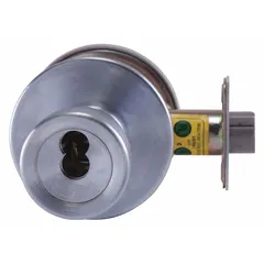 This BEST office knob lockset features a chrome finish and an interchangeable core for quick rekeying without removing the lockset. The 8k Tulip style is designed for standard interior doors in commercial and institutional settings.