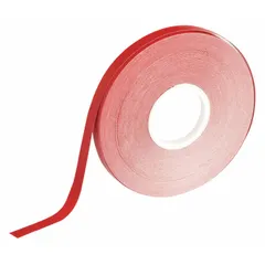 Solid red vinyl floor marking tape, 1/4 in wide by 50 ft long, 4 mil thickness. No printed legend. Used for marking aisles, hazard zones, and storage areas in industrial facilities.