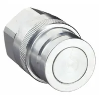 Steel-bodied hydraulic quick-connect coupling plug with nitrile seal and 1 in coupling size. Female UNF connection for rapid, leak-free connection and disconnection in hydraulic systems. Suitable for mobile equipment, machine tools, and hydraulic power units