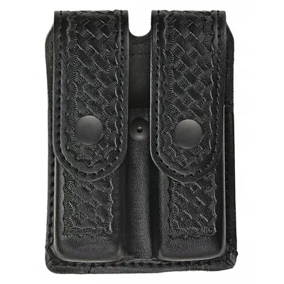 HEROS PRIDE Magazine Pouch: Black, Synthetic Leather, Basket Weave - Duty Equipment Pouches