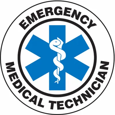 ACCUFORM Hard Hat Label: Emergency Medical Technician, 2 1/4 in Dia, English - Safety