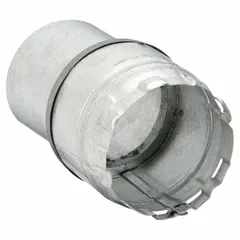 This appliance adapter connects a Category I venting system to an appliance, transitioning from a 3 1/2-inch inlet to a 3-inch outlet. Constructed of zinc-coated steel with a snap-lock connection, it is used in residential and light commercial heating installations to ensure proper exhaust flow.