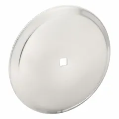 This steel cabinet knob back plate has a satin nickel finish and a round grip shape with a 2 3/4 in diameter. It is used to mount or replace cabinet knobs on kitchen, bathroom, or furniture cabinetry. Hardware is not included.