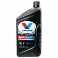 VALVOLINE VR1 is a synthetic, non-biodegradable gasoline engine oil with SAE grade 10W-30, supplied in 1 qt bottles. It is formulated for use in gasoline engines, particularly in race cars, offering high-temperature protection and wear resistance for high-performance applications