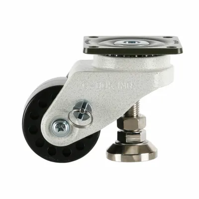 FOOT MASTER Plate Caster: Nylon Tread, 75 mm Wheel Dia, 110 mm Mounting Ht - General Purpose Leveling Plate Casters
