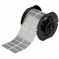 This precut label roll measures 1 1/2 in x 3/4 in and is made of metalized polyester with a silver finish. It is halogen-free and compatible with the Brady i5300 printer series. Typical applications include asset tagging, cable marking, and general industrial identification where durable labels are required